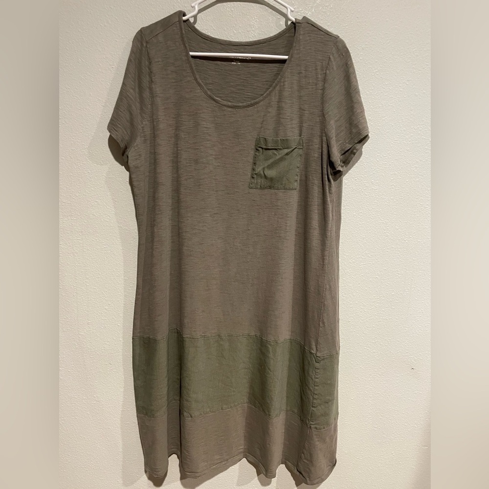 Soft Surroundings Olive Tunic dress with Pocket Detail